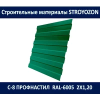 с-8 профнастил (ral-8017, ral-6005, ral-3005, ral-7024) 2,00х1,20 м